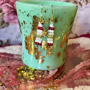 Elegant Beaded Earrings with Love Charm